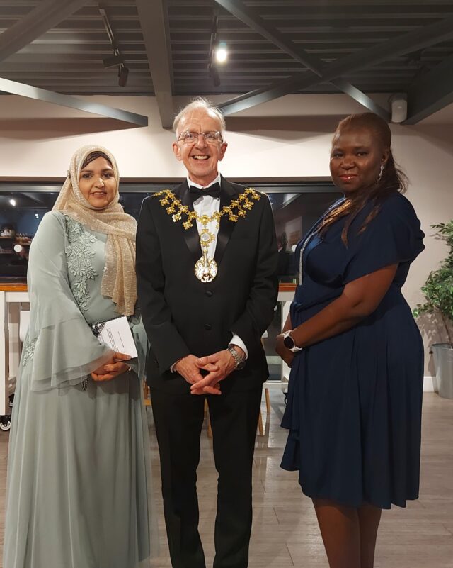 Mayor of Trafford Civic Dinner Evening, VBMET representatives Aliya and Ama